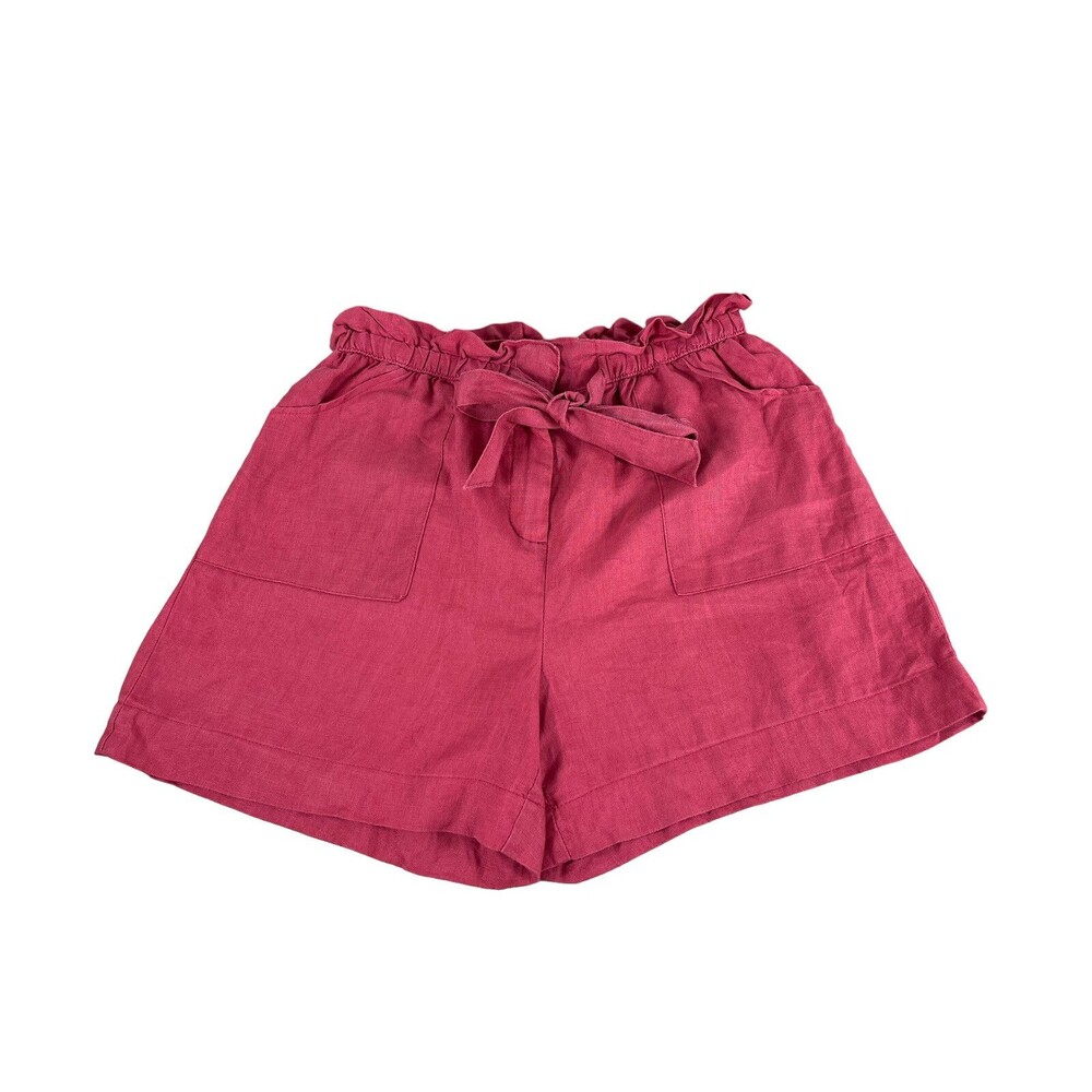 Kenar 100% Linen Salmon Pink Shorts Paperback Elastic Tie Waist Size 8